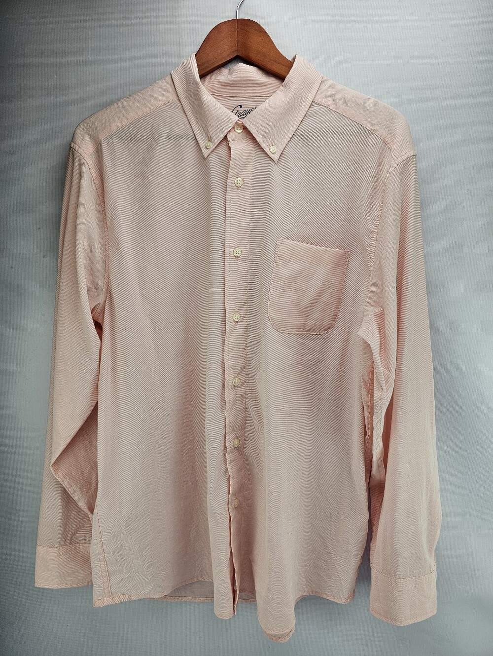 Grayers Clothiers Men's Casual Button-down Shirt Linen Blend Pink Size Large